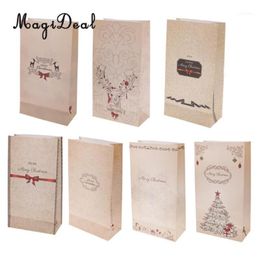 reindeer wedding UK - Christmas Decorations MagiDeal 30 Pcs Lot Merry Reindeer And Bow Print Gift Paper Bags Party Wedding Favor Candy Packing1