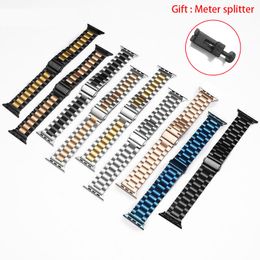 44mm 40mm Metal Bracelet Stainless Steel Straps For Apple Watch Series 6 5 4 SE Bands With Adapter Connector Replacement Watchband Iwatch 38mm 42mm Wristbands