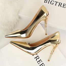 BIGTREE high heels women shoes metal color decorative pattern heels Female party wedding pumps fashion zapatos de mujer Summer X0526