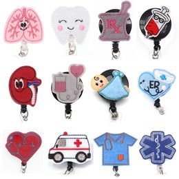 Wholesale Key Rings Interchangeable Medical Badge Holder With Nurse ID Card Name Tag Retractable Reel Alligator Clip