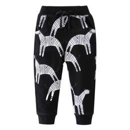 Animals Printed Baby Sweatpants for Autumn Winter Boys Girls Trousers Cartoon Kids Drawstring Pants Lose Long 210529