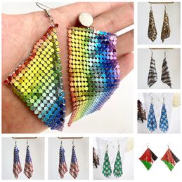 14 Styles Aluminum Sheet Mesh Earrings Metal Flag Earring For Women Leopard National Flag Jewelry