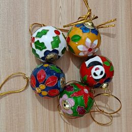 10pcs Chinese Cloisonne Craft Enamel Filigree 50mm Ball Pendant Ornaments Party Favour Christmas Tree Hanging Decor Keychain Charms