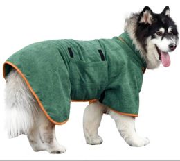 Dog Drying Coat Bathrobe Towel Pet Grooming Supplies Fast Dry Super Absorbent Pets Bath Robe Pet Quick Drying Moisture Absorbing with Adjustable Collar and Waist