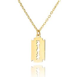 Razor Blade Pendant Necklaces Stainless Steel silver gold chains necklace fashion jewelry for women men will and sandy