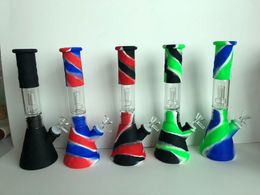 Silicone Bongs Percolators Hookah Beaker With Glass Filter Bowl Banger for Smoking Hand Pipe Dab Rig