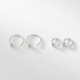 100% Genuine 925 Sterling Sliver Stud Earrings for Girls Korea Tiny Cute Stick Semicircle Bead Earrng Fine Jewellery YME622