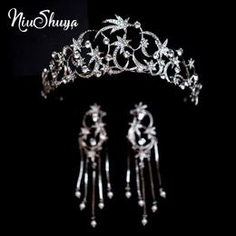 NiuShuya Romantic Meteor Star Crystal Wedding Tiara Crown Bride Rhinestone Headband Jewelry Hair Accessories Clips & Barrettes