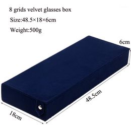 Jewellery Pouches, Bags Selling 4 Colours Velvet Glasses Case 8 Slot Grids Eyeglass Sunglasses Stand Box Holder Makeup Organiser