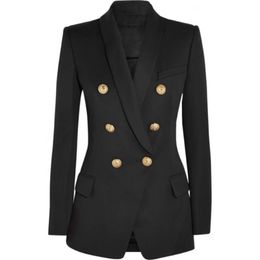 HIGH STREET Fashion Designer Blazer Women's Long Sleeve Double Breasted Metal Lion Buttons Outer Wear 211006