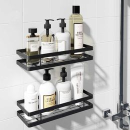 Tuqiu Bathroom Shelf Bathroom Storage Holder SUS 304 Bath Shower Shelf Black Bath Shampoo Holder Basket Holder Corner shelf 210724