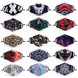 Face Mask Clown Flag Dust Masks Adjustable Ear Hook Type Plant Animal Printed facemask With PM2.5 Philtre