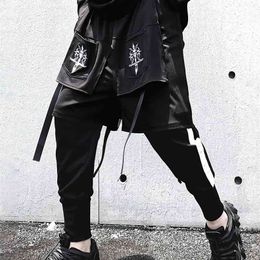 Men Hip Hop Joggers Elastic Waist Japanese Streetwear Harajuku Pants 210715