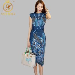 Korean Chic Summer Dress Womens Elegant Slim Work Wear Office Business Printing Casual Bodycon Dresses Vestidos 210520
