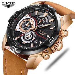 LIGE Men Watches Top Brand Luxury Quartz Watch Men Fashion Casual Luminous Waterproof Clock Sports Watch Male Relogio Masculino 210527
