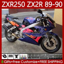 Feedings de motocicleta para Kawasaki Ninja ZX2R ZXR250 ZX 2R 2 R R250 ZXR 250 89 90 Bodywork 84No.49 ZX2 R ZX-2R ZXR-250 Color brilhante 1989 1990 ZX-R250 89-98 Kit de corpo inteiro