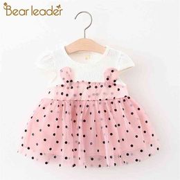 Baby Girls Sweet Princess Dress Fashion Kids Party Costumes Toddler Polka Dot Clothes Mesh Patchwork Suits 6-24M 210429
