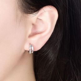 Hoop & Huggie Women's Fashion Curved Geometric Earrings Shiny Crystal Tiny Huggies Small Earring Piercing Hoops Trendy Jewellery Gifts