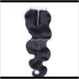 Brazilian Body Wave Middle Part Lace Top Closure Grade 6A Hair 4*4 Bleached Knots Top Closures Dyeable Human Hair Extensions Ip3H8 Qh6Yf