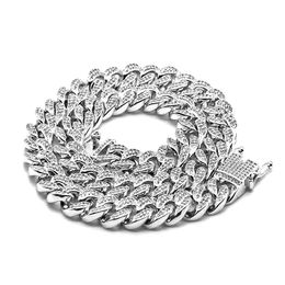 2022 12mm diamant-kette
 12mm Eiste CZ Kubanische Kette Armband Gold Silber Farbe Schloss Verschluss Männer Frauen Diamant Miami Choker Halskette Hip Hop Schmuck