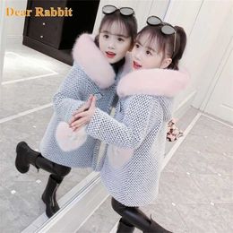 Fashion Kids Girl Overcoat Autumn Winter clothes Wool Coat for Teens Jacket Warm Long Outerwear coats Children clothing 211204