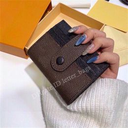 2021 Top Sale Luxury Designer Short Coin Purse Handbag Genuine Leather Letter Cowhide Button Hasp Card Holders Women Fashion Clutch Bags Wallets