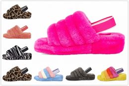 Mode Luxus Damen Kinder Mädchen Designer Stiefel Sandalen Fluff Yeah Slide Motlee Plain Gelb Pantoufle Furry Hausschuhe Slides Flip FL S9Yi #