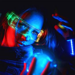 -Óculos de sol LED Óculos de Sol Wome Partido Neon Luminous Light Up Eyeglasses Rave Traje Decoração DJ Halloween Decoração