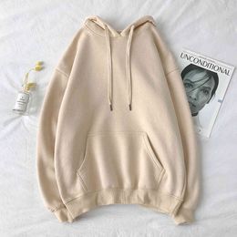2021 Casual Hoodies Men Spring New Sweatshirt Fashion Pullover Classic Basic Simple Style Hombre Loose Solid Plus Size MOOWNUC Y0319