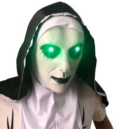 ghost masks Australia - Led Minous Nun Mask Horror Scare Halloween Ghost Face Party Costume Props