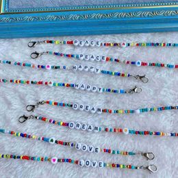 Colorful Beads Mask Rope English Alphabet Sunglasses Lanyard Mask Holder Straps Cords Reading Glasses Chain Fashion Sunglasses Accessories