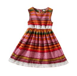 Sommer ärmellose Spitze nationalen Stil Weste Kleid Baby Mädchen Baumwolle Kleider Kleidung