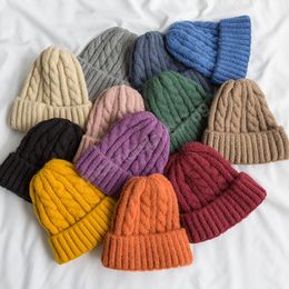 Solid Colour Winter Hats for Women Warm Thick Knitted Beanie Fashion Female Outdoor Hip Hop Caps for Men Girls Bonnet