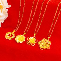 Fashion Flower Pendant Chain Women 18K Yellow Gold Filled Charm Girl Jewellery Gift