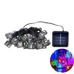 Solar Powered 30 LED ICE Cube Letter String Light for Christmas Garden Patio Wedding Party Decor - Colourful