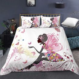 Cute Fairy Butterfly Pattern Quilt Covers for Kids Children Bedroom Duvet Cover Bedding Sets US/EU/AU All Size Home Bed Decor 210615