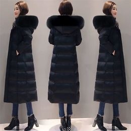 women winter bubble coats down long padded clothes solid Colour black jacket puffer warm thick parkas 210913