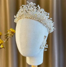 Wedding Bridal Beads Headband Flower Floral Crown Tiara Crystal Rhinestone Headpiece Princess Jewellery Set Beading Crowns Tiaras Earrings Fashion Charm Headdress