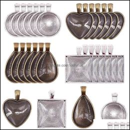 Necklaces & Pendants Jewelrydiy Jewelry Aessories Heart Water Round Square Bottom Brackets Time Gem Sublimation Blank Pendant For Transfer P