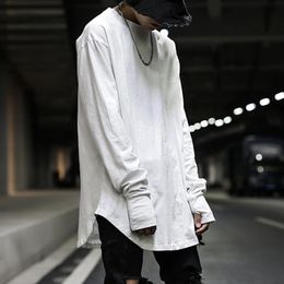 Men S T Shirts Men Hip Hop Tshirt Streetwear Solid Color Thumb Hole T Shirt Autumn Long Sleeve T Shirt Male O Neck Swag Hem Tee Tops Clothes