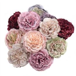 50/100pcs 8cm Large Peony Artificial Silk Flower Head For Wedding Party Decoration Diy Scrapbooking Christmas Items Fake Flowers 211122