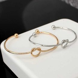 Wholesale 2pcs Fashion Knot Cuff Stainless Steel Couple Bracelet Manchette Bracelets Bangles for Women Men Charm Heart Jewellery Q0719