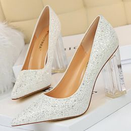 Descuento Zapatos Dorados Tacones Transparentes 2022 en venta en DHgate.com