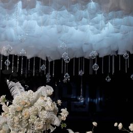 Luxury White Cloud Top Snow Yarn Wedding Ceiling Decoration Sheer For Party Event Centerpieces Decor Supplies