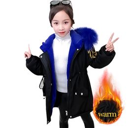 Girls Down Parka Thick Warm Coats Kids Fur Hoodies Jacket Teenage Autumn Winter Children's Clothes For 210528