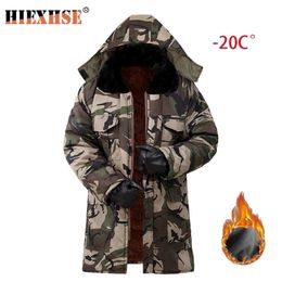 Parka invernale da uomo in pile mimetico addensato in cotone con cappuccio Cappotto caldo a prova di freddo Parka casual da esterno di marca Giacca imbottita maschile 211129