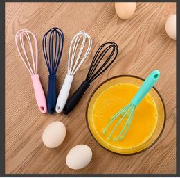 Colourful Egg Beaters Mini Tools Stainless Steel Silicone Handle Eggs Beater Drink Whisk Mixer Foamer Kitchen Agitator 6 inch WMQ1361