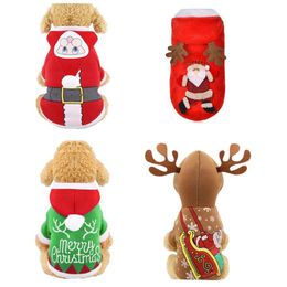 dog winter dress UK - Dog Apparel B32 Christmas Hoodie Clothes Winter Coat Clothing Santa Costume Pet Jacket Warm Dress Up For Dogs Cats