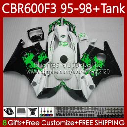 Body Kit For HONDA Bodywork CBR600F3 600CC 600FS 64No.196 CBR 600 600F3 95-98 Graffiti green CBR600 F3 FS CC 97 98 95 96 CBR600FS CBR600-F3 1997 1998 1995 1996 Fairing +Tank