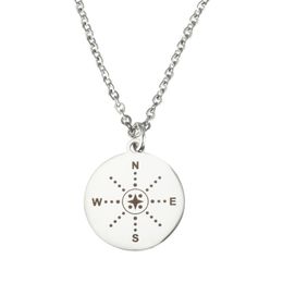 GHIDBK 925 Sterling Silver Round Compass Chokers Necklaces for Women Simple Coin Disc Pendant Necklaces Nautical Sailor Jewelry